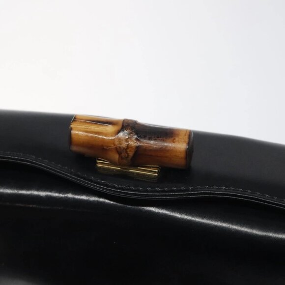 GUCCI Hand Bag Leather Black Gold 000 2048 0175 Auth ep8231 - Picture 14 of 16